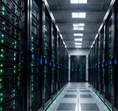 Data centre aisle with server racks