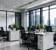 Modern open-plan office with workstations